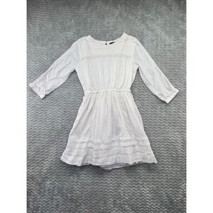 Abercrombie & Fitch White‎ Lace Trim Dress Women's Medium 3/4 Sleeve Boho